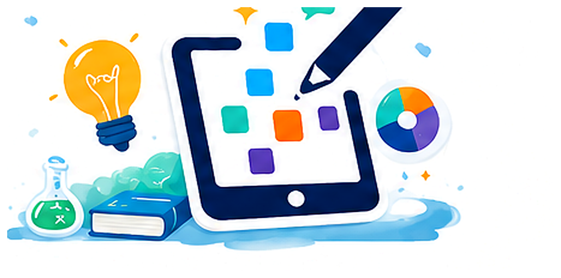 Tablet and stylus education illustration